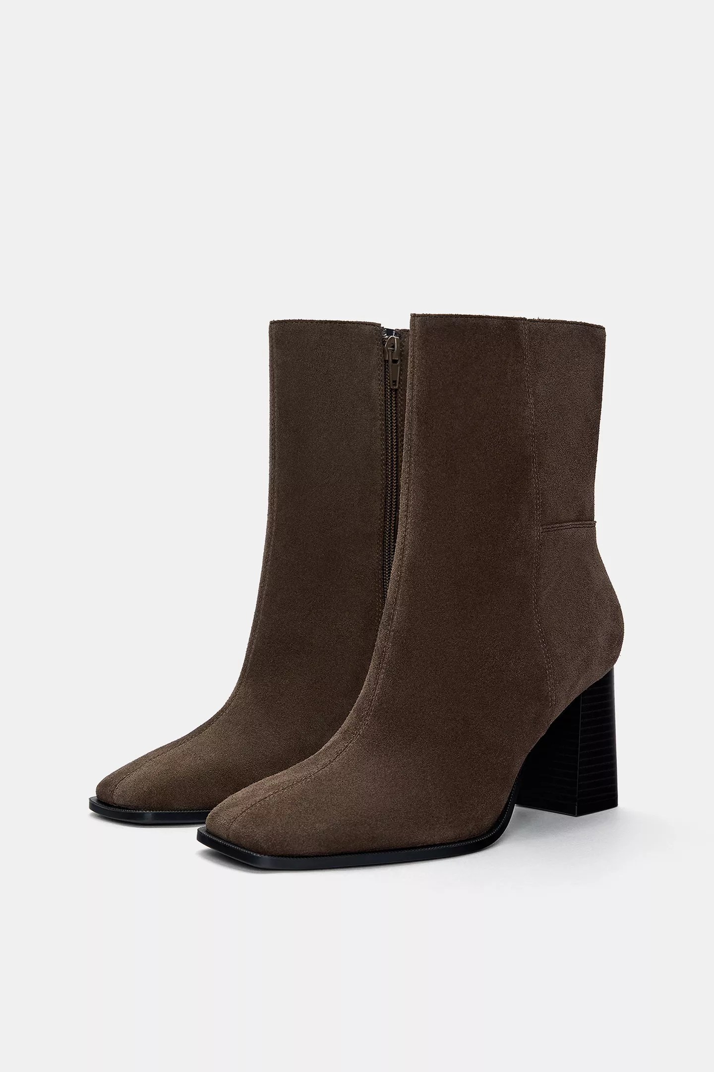 Leather high-heel ankle boots