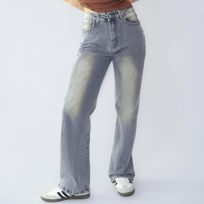 Women's Minimalist High Waist Denim Stretch Wide Leg Jeans