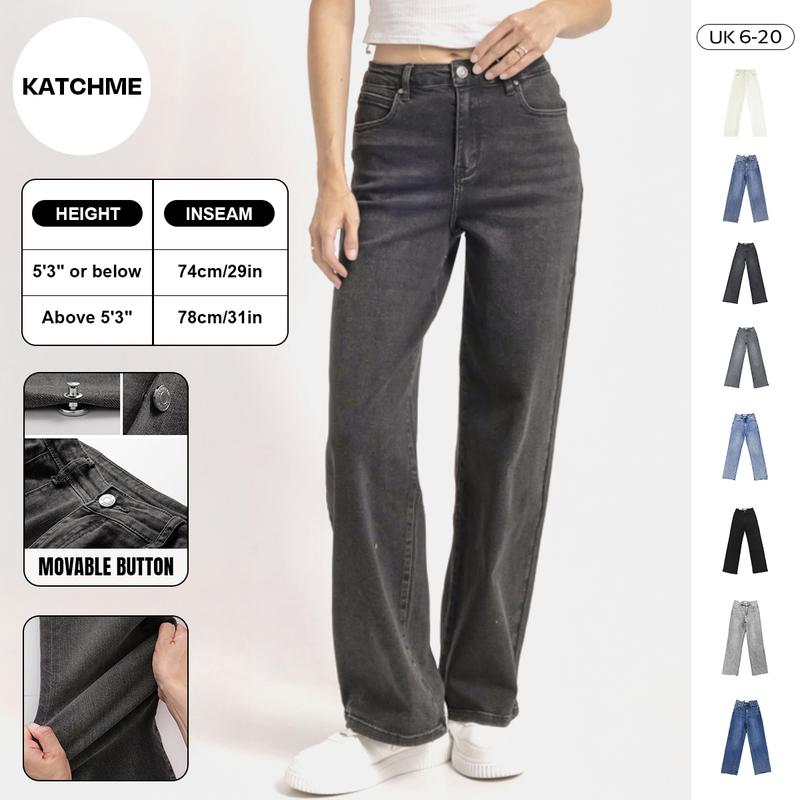 Women's Minimalist High Waist Denim Stretch Wide Leg Jeans