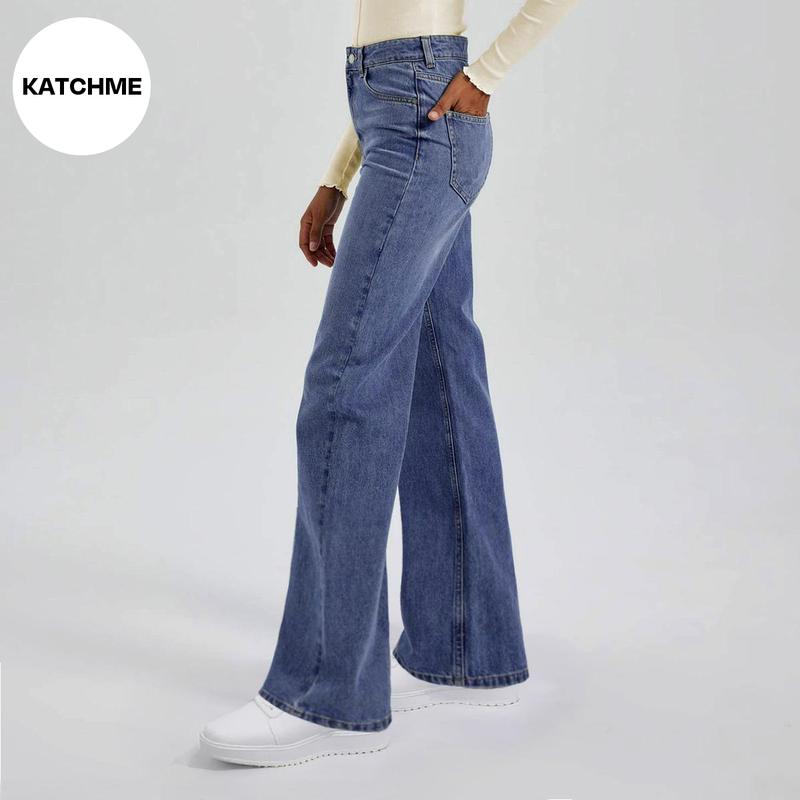 Women's Minimalist High Waist Denim Stretch Wide Leg Jeans