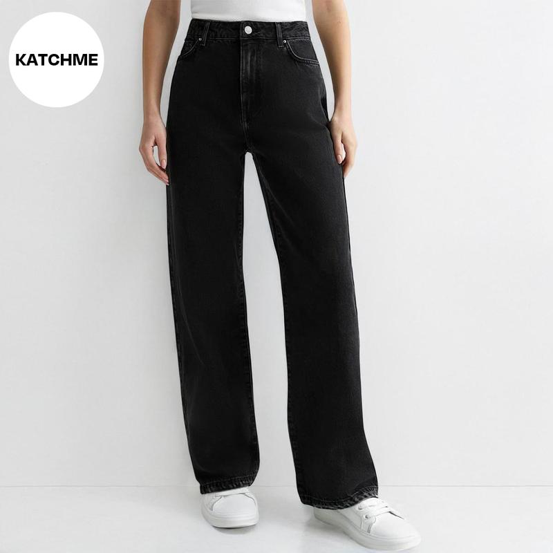 Women's Minimalist High Waist Denim Stretch Wide Leg Jeans