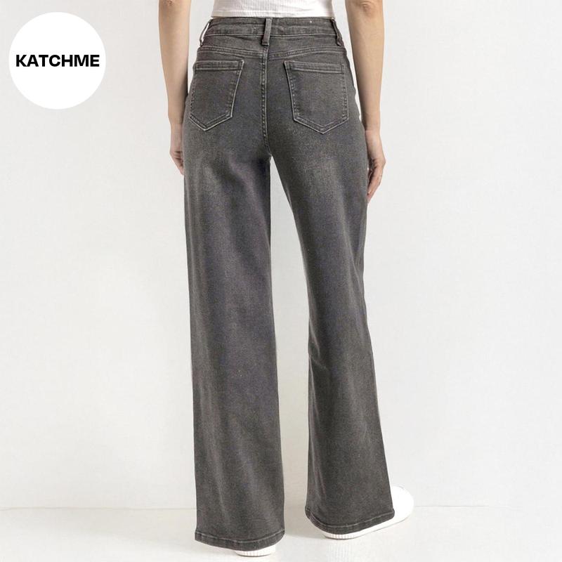 Women's Minimalist High Waist Denim Stretch Wide Leg Jeans