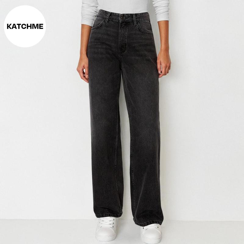 Women's Minimalist High Waist Denim Stretch Wide Leg Jeans