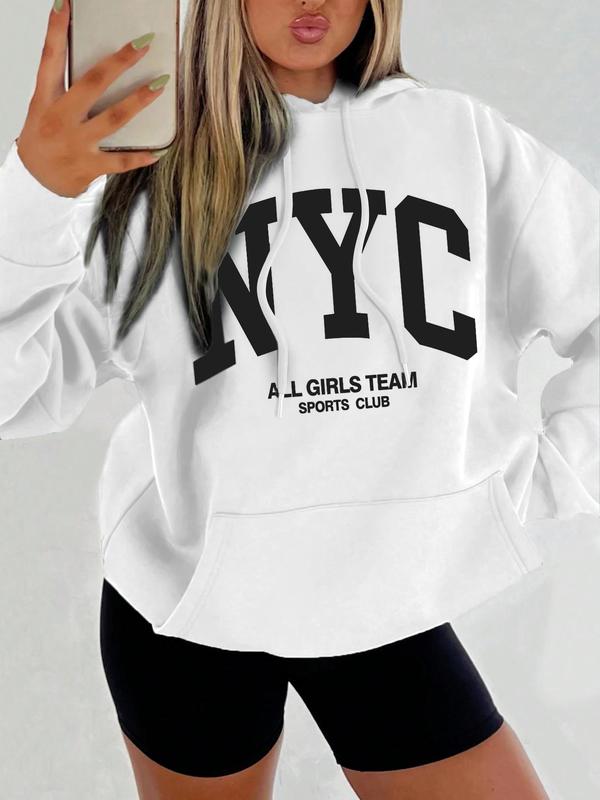 Women's Letter Print Drop Shoulder Hoodie