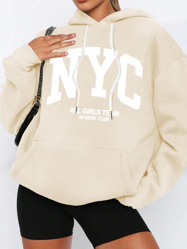 Women's Letter Print Drop Shoulder Hoodie