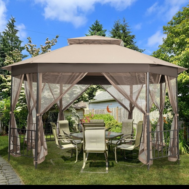 10'x 12' Octagonal Patio Gazebo with Mosquito Net