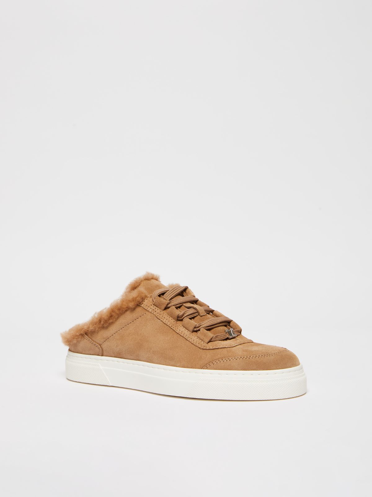 MAXMARA ACCESSORI Slide sneakers in suede and Teddy fabric
