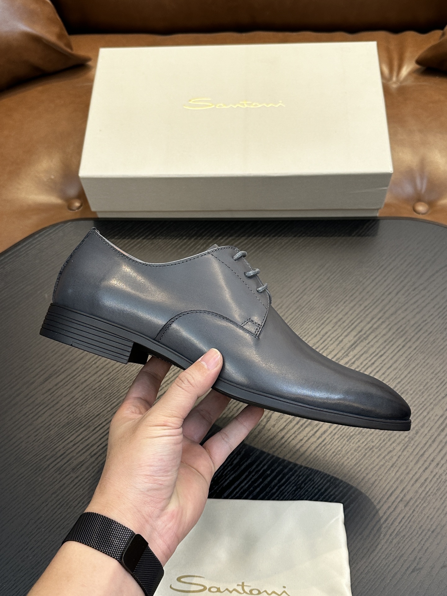 Santoni Italian Men's Casual Leather Shoes