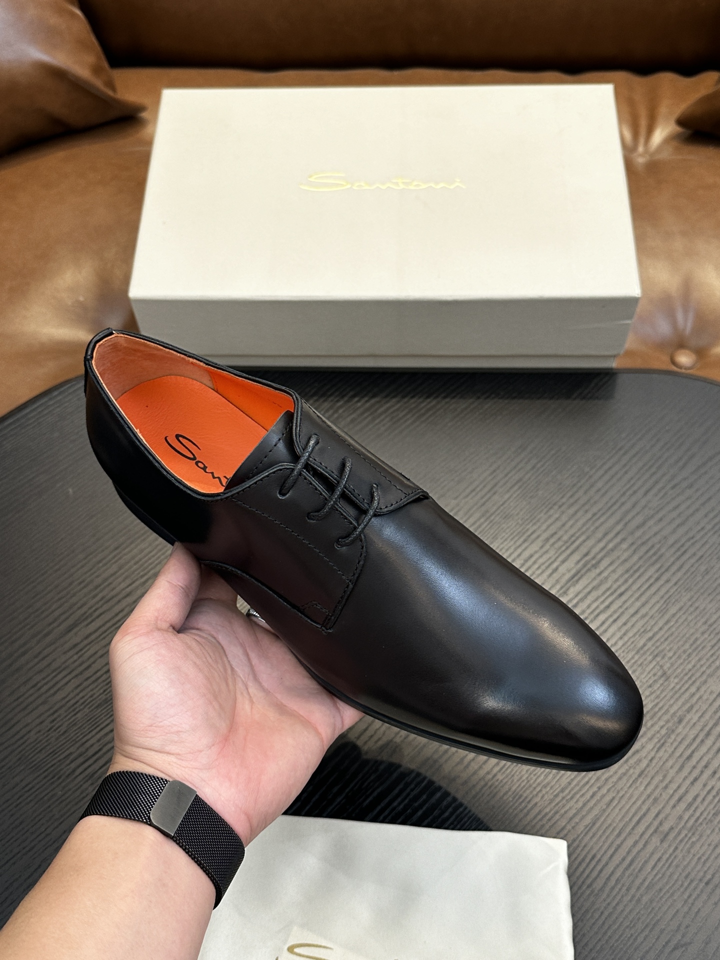 Santoni Italian Men's Casual Leather Shoes