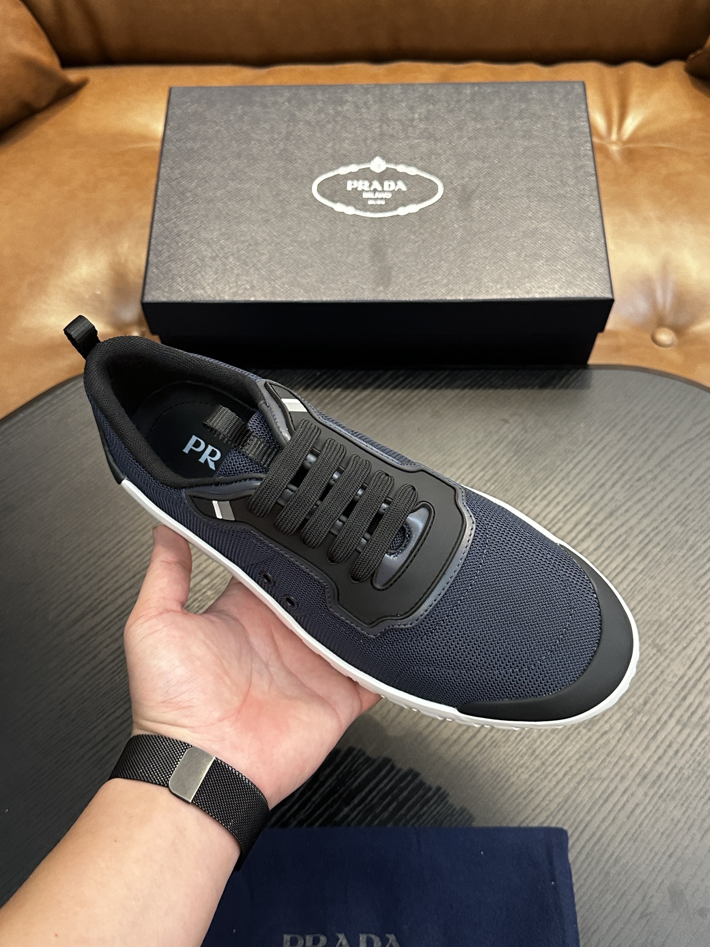 Prada New Men's Nylon Fabric Sneakers