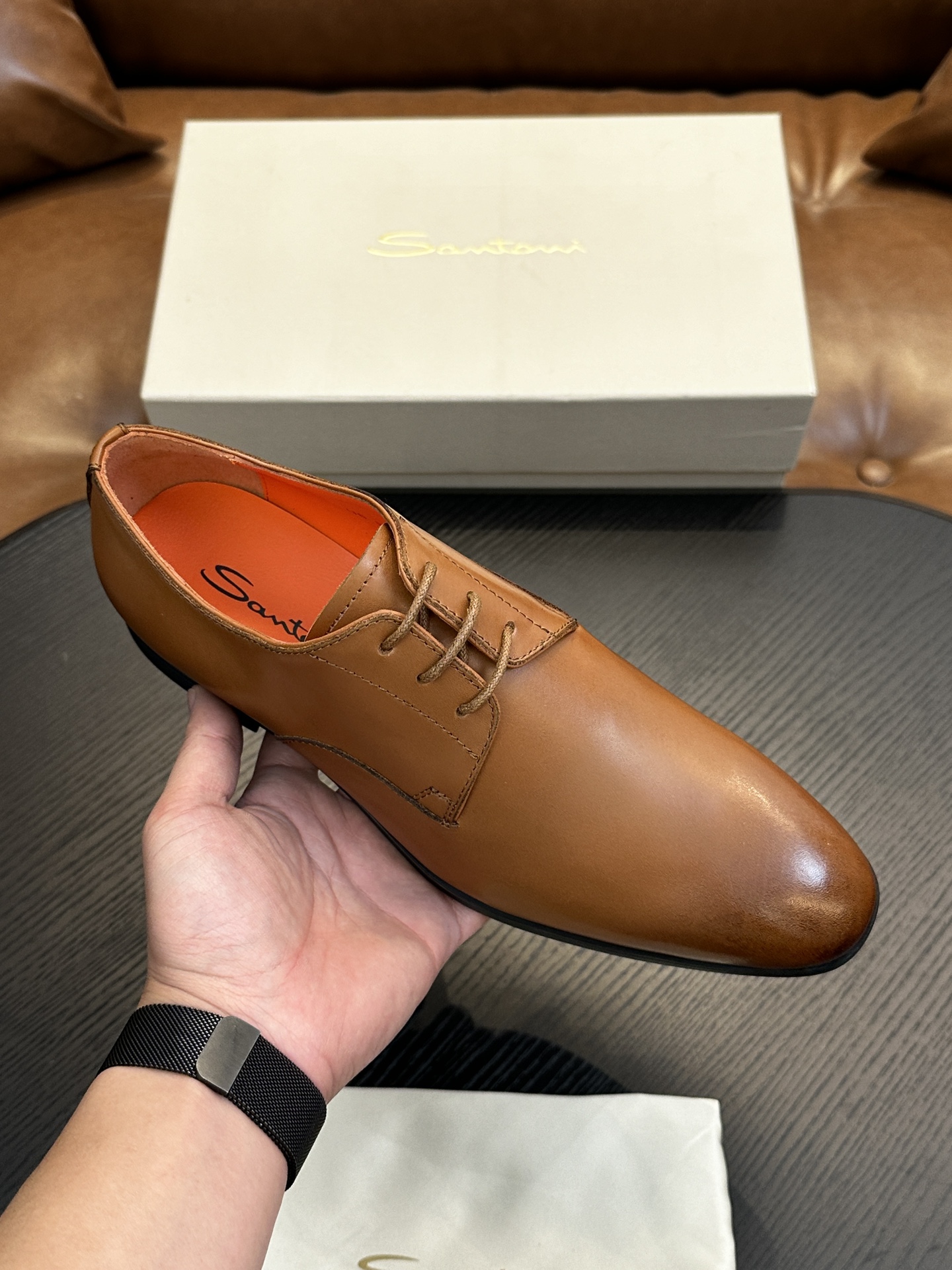 Santoni Italian Men's Casual Leather Shoes