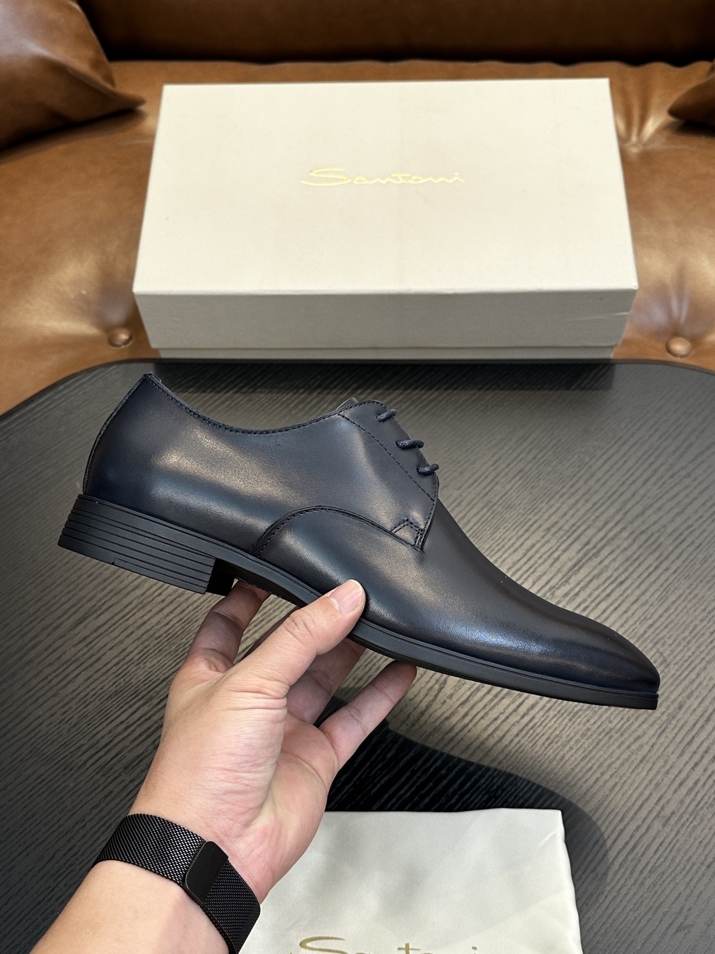 Santoni Italian Men's Casual Leather Shoes