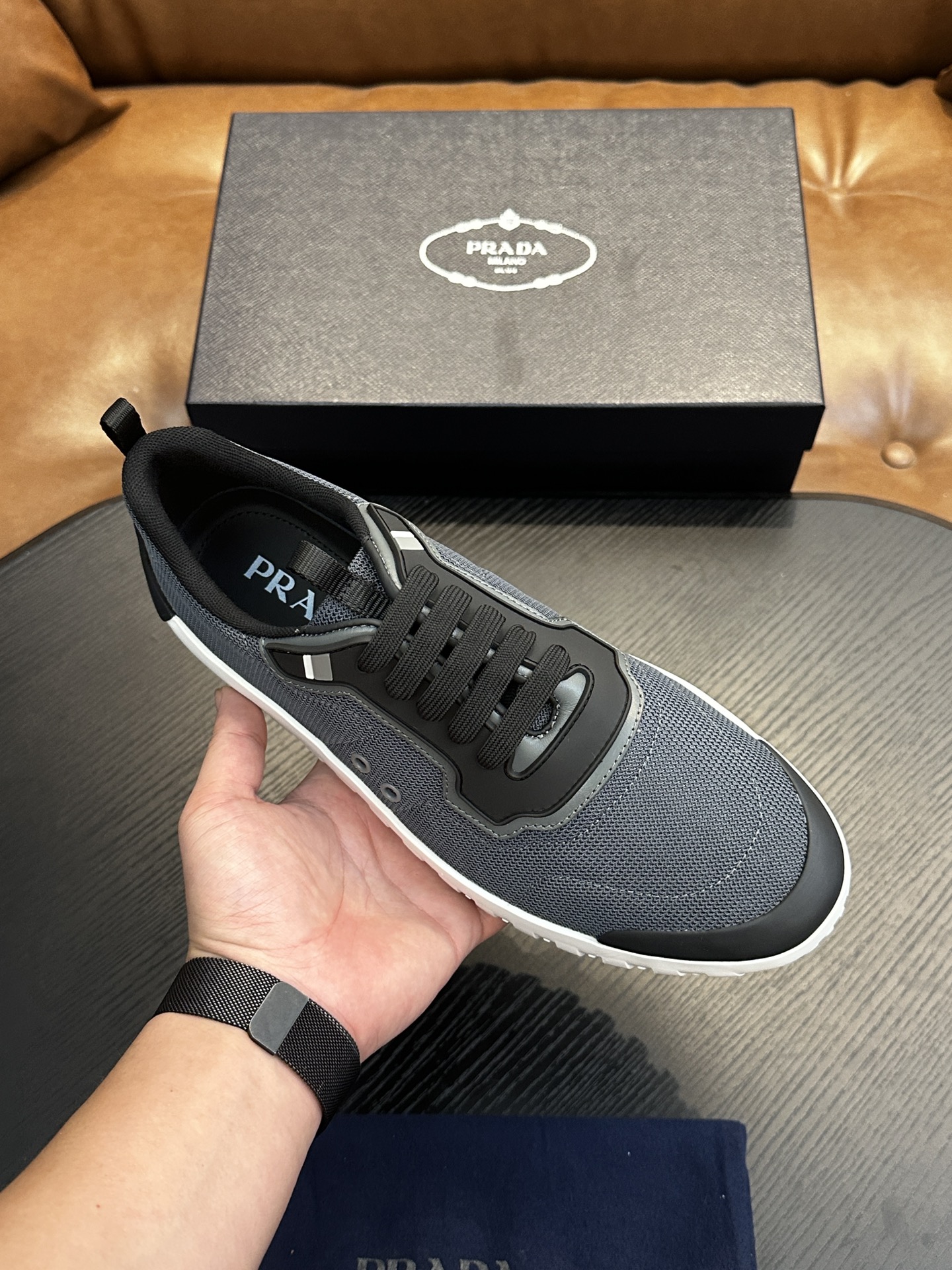 Prada New Men's Nylon Fabric Sneakers