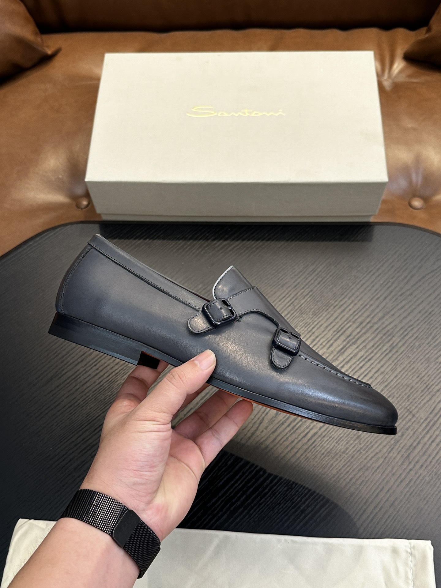 Santoni Italian Men's Casual Leather Shoes