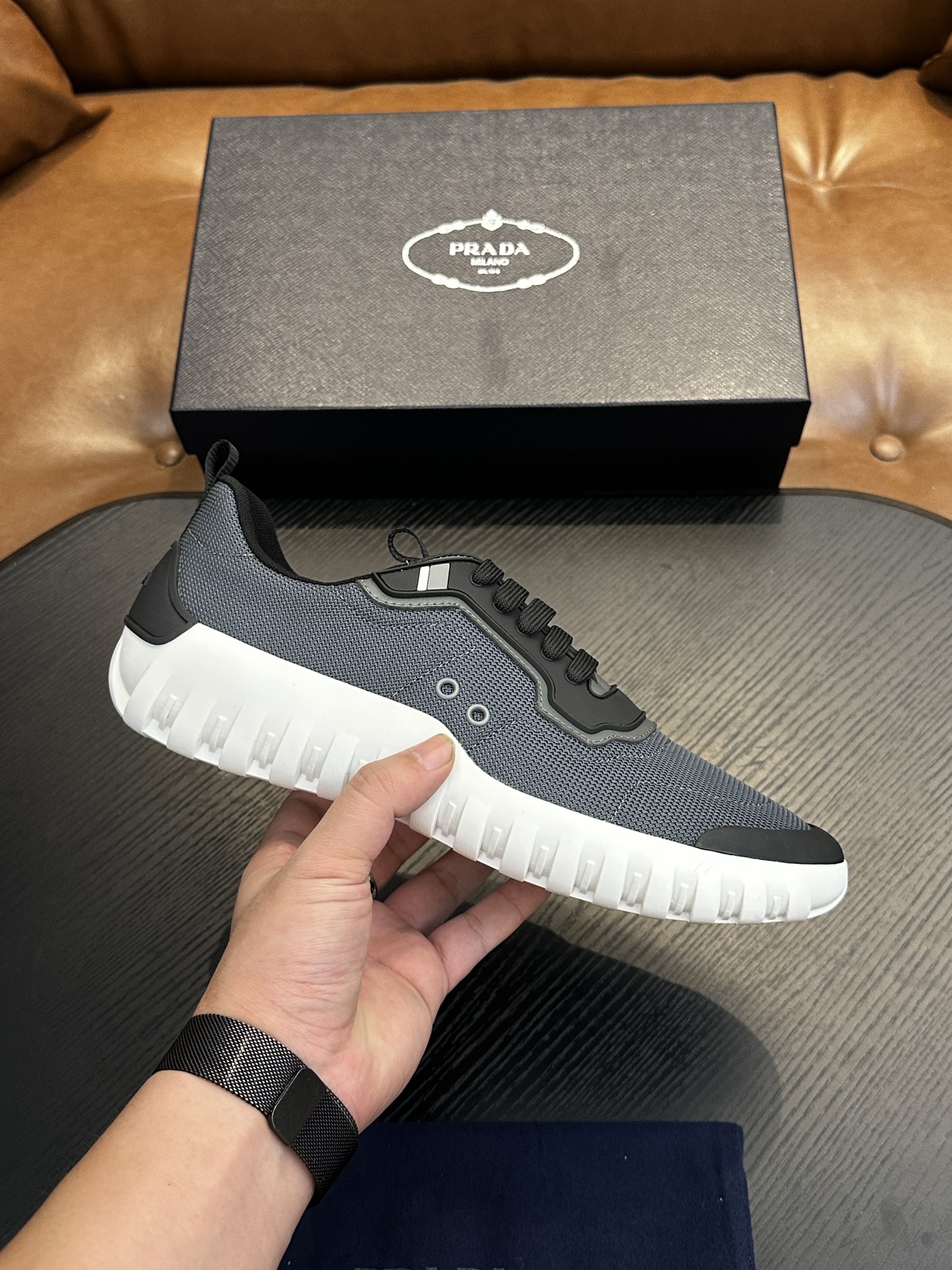 Prada New Men's Nylon Fabric Sneakers