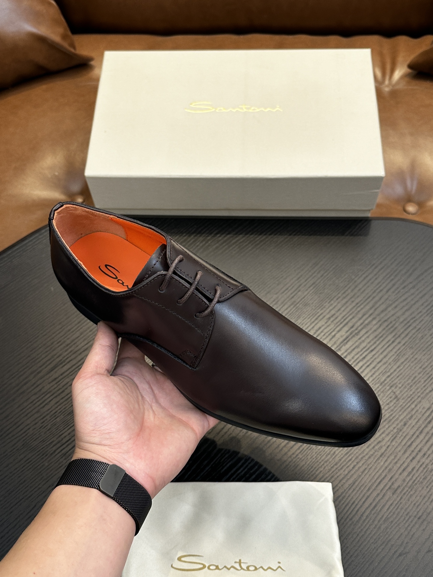 Santoni Italian Men's Casual Leather Shoes