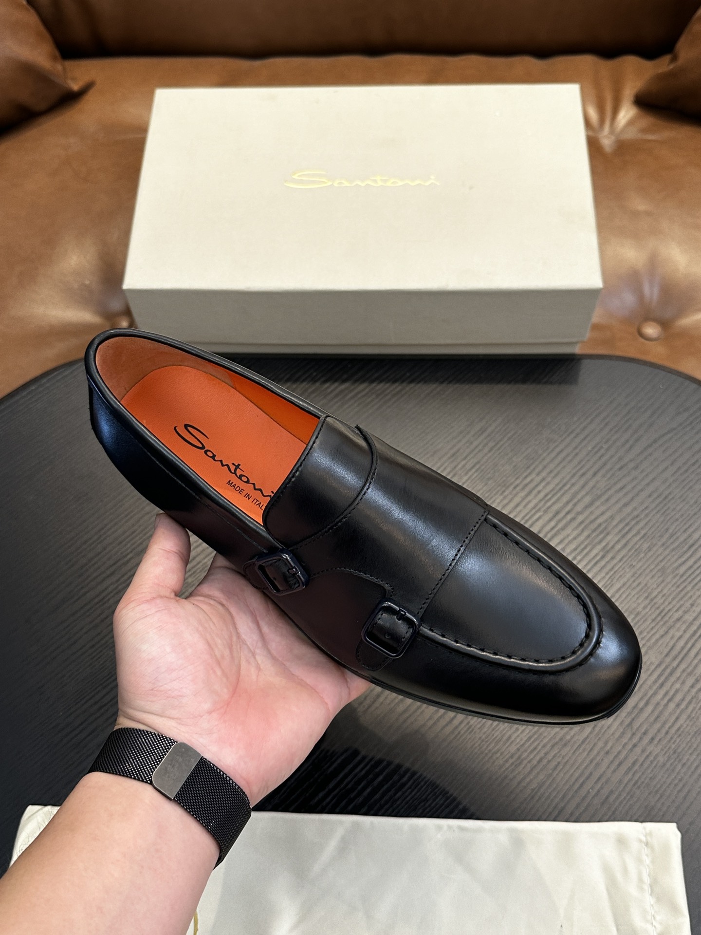 Santoni Italian Men's Casual Leather Shoes