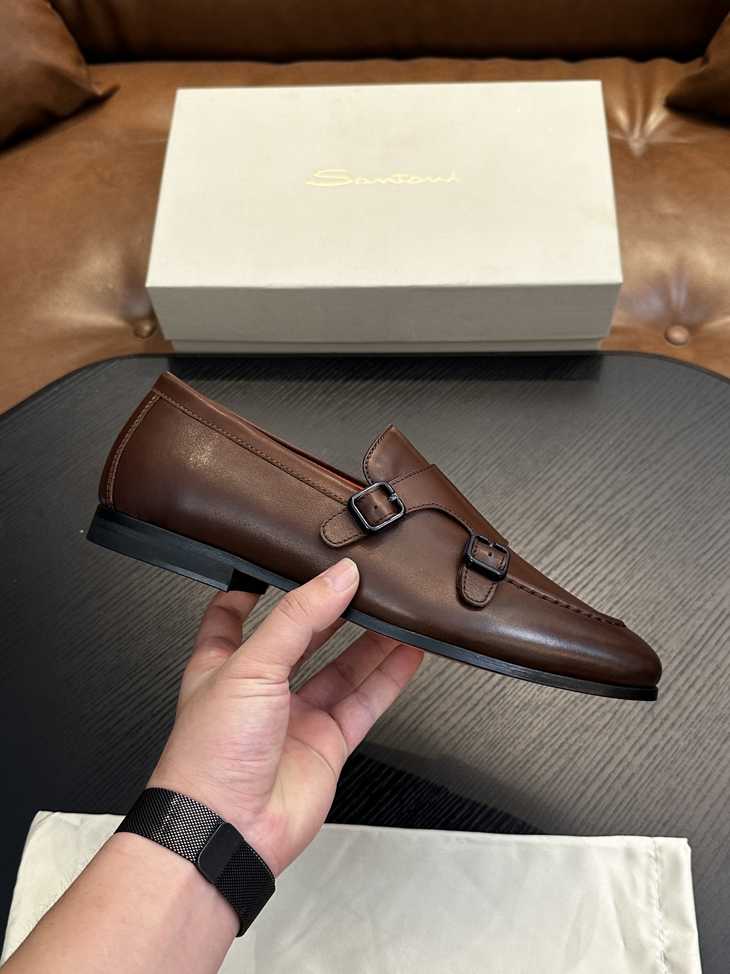 Santoni Italian Men's Casual Leather Shoes