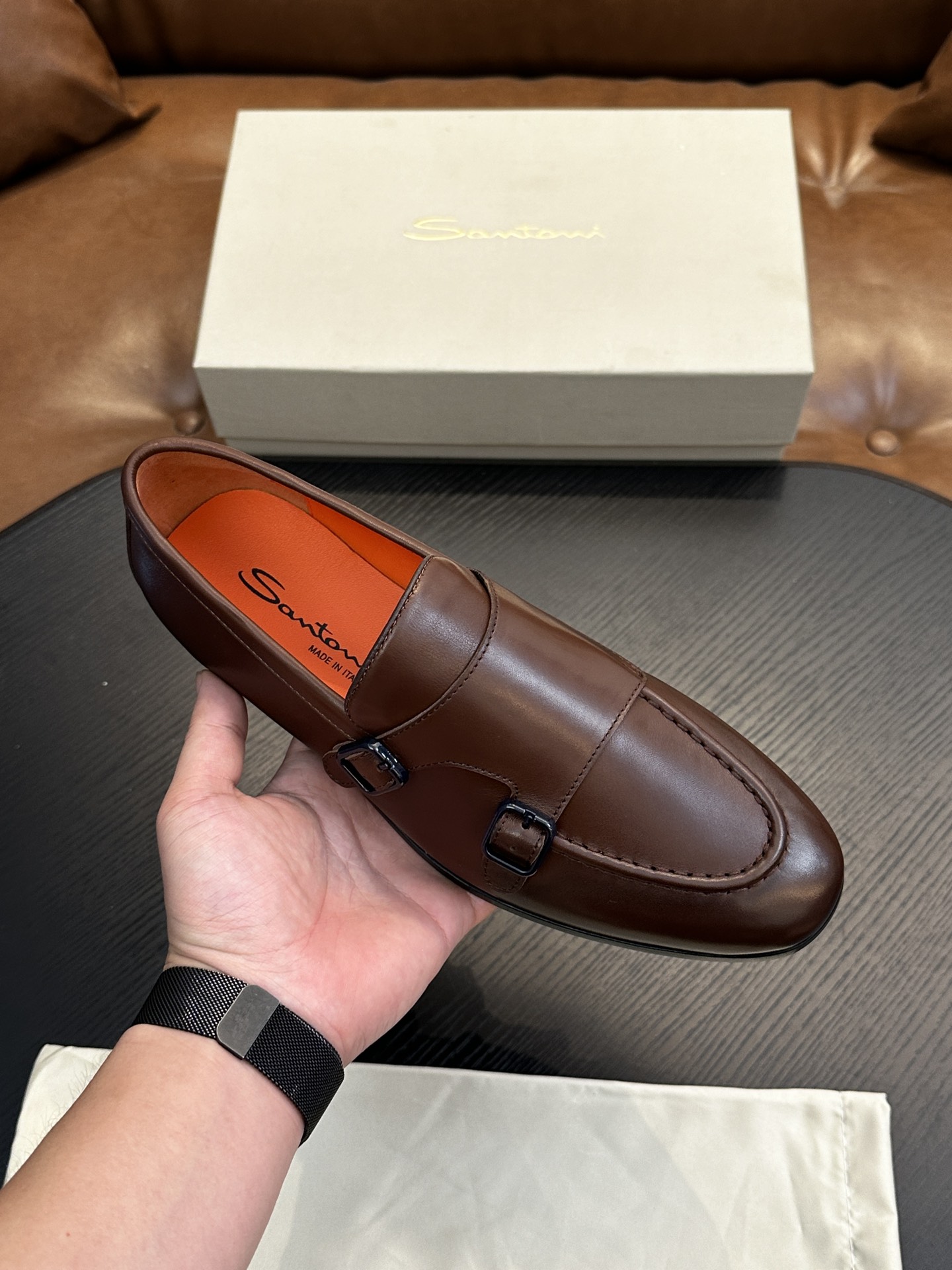 Santoni Italian Men's Casual Leather Shoes