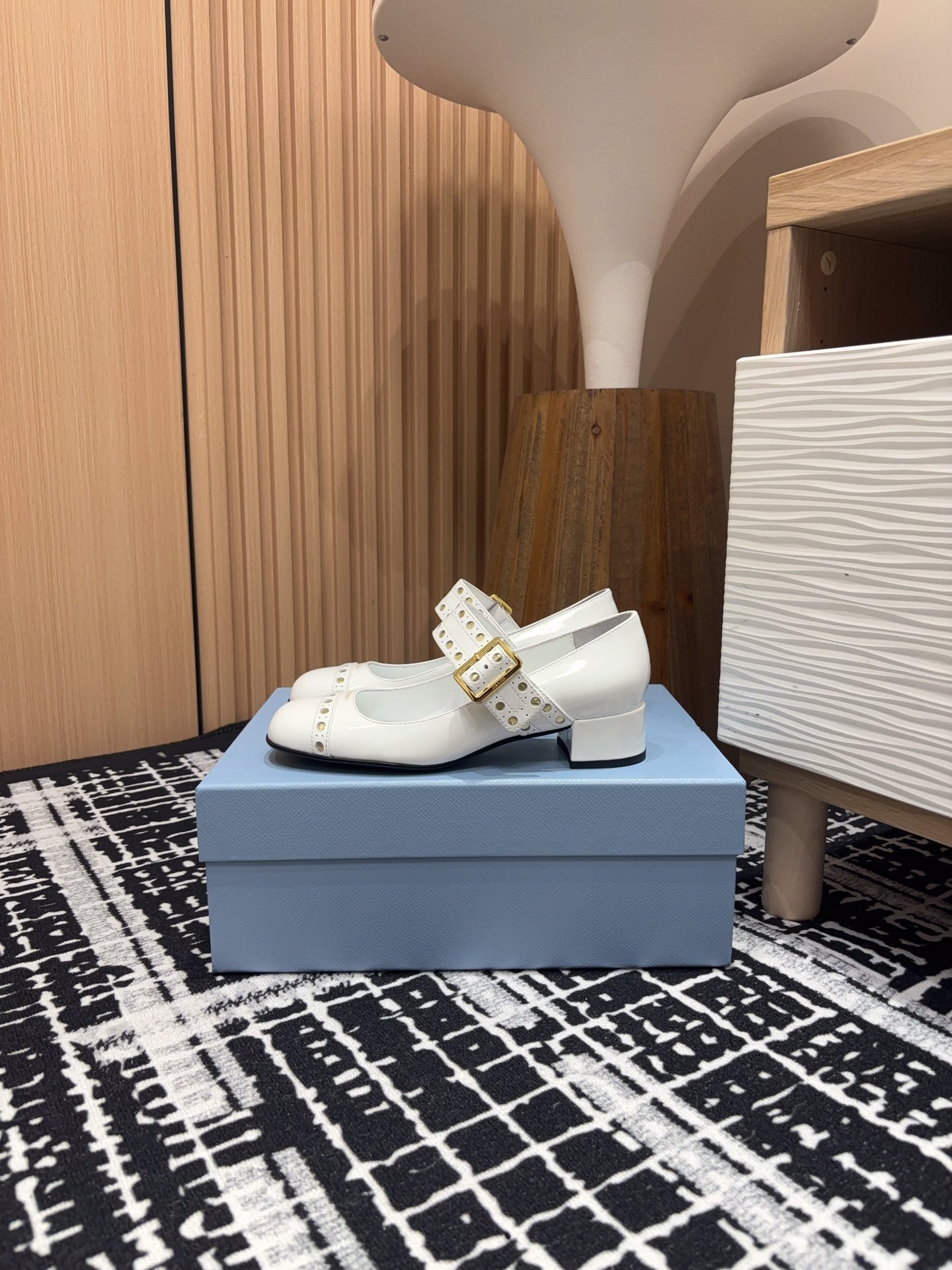 24Ss New Prada Mary Jane Chunky Heel Pumps