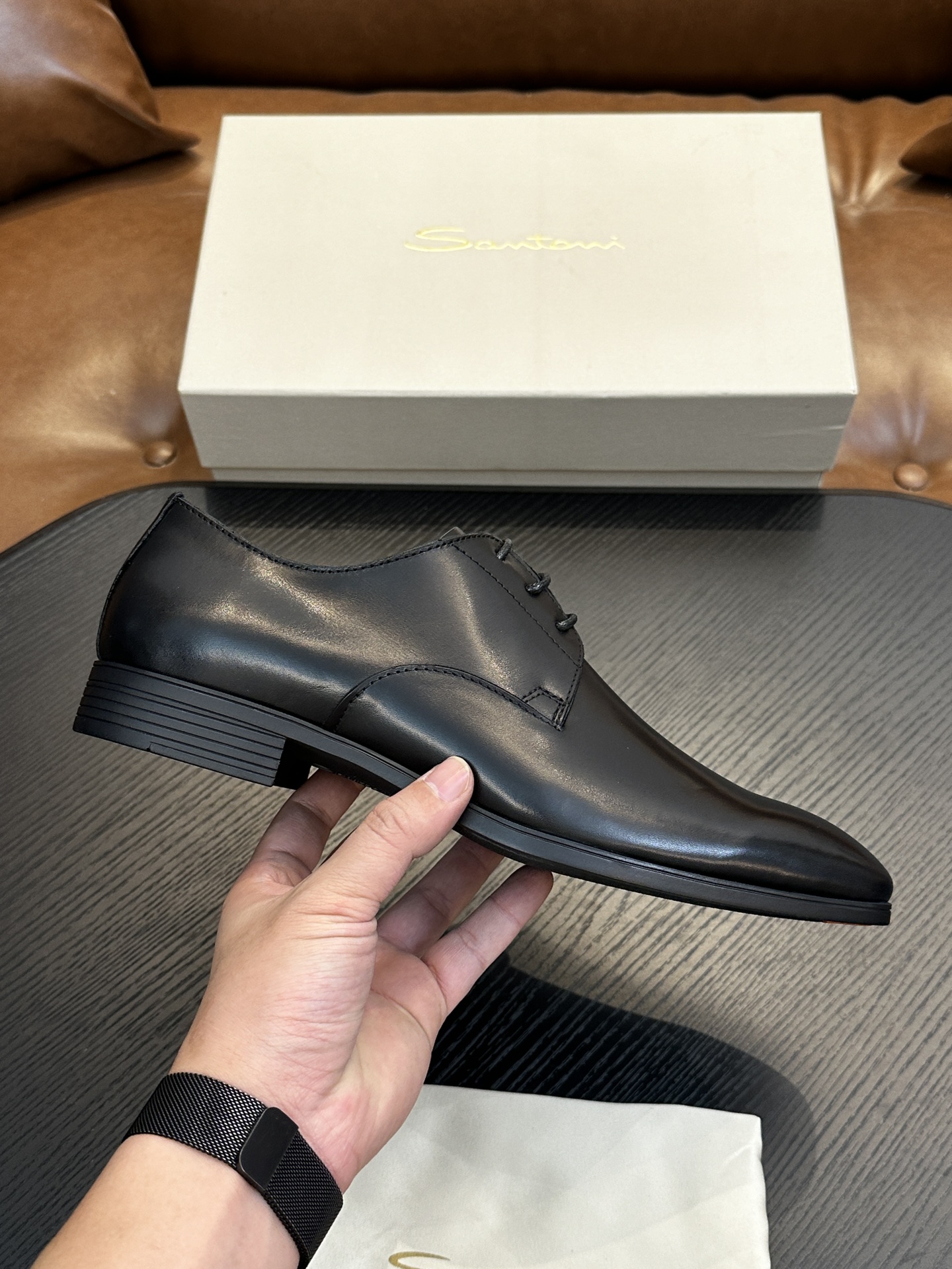 Santoni Italian Men's Casual Leather Shoes