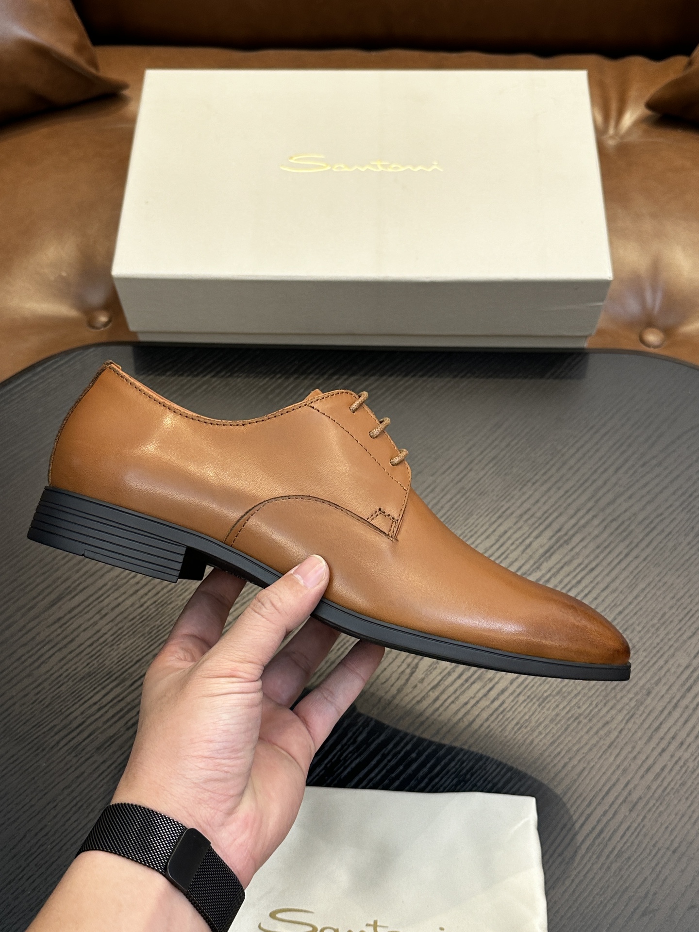 Santoni Italian Men's Casual Leather Shoes