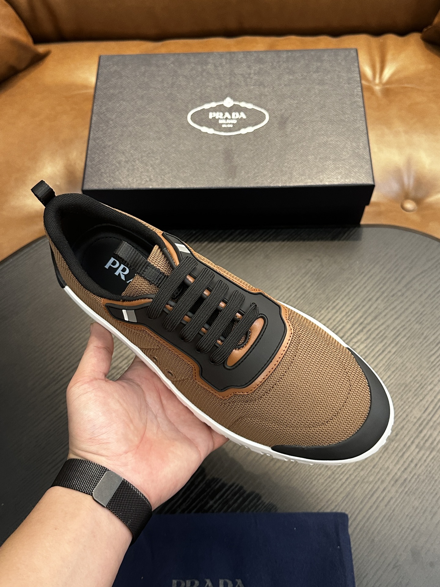 Prada New Men's Nylon Fabric Sneakers