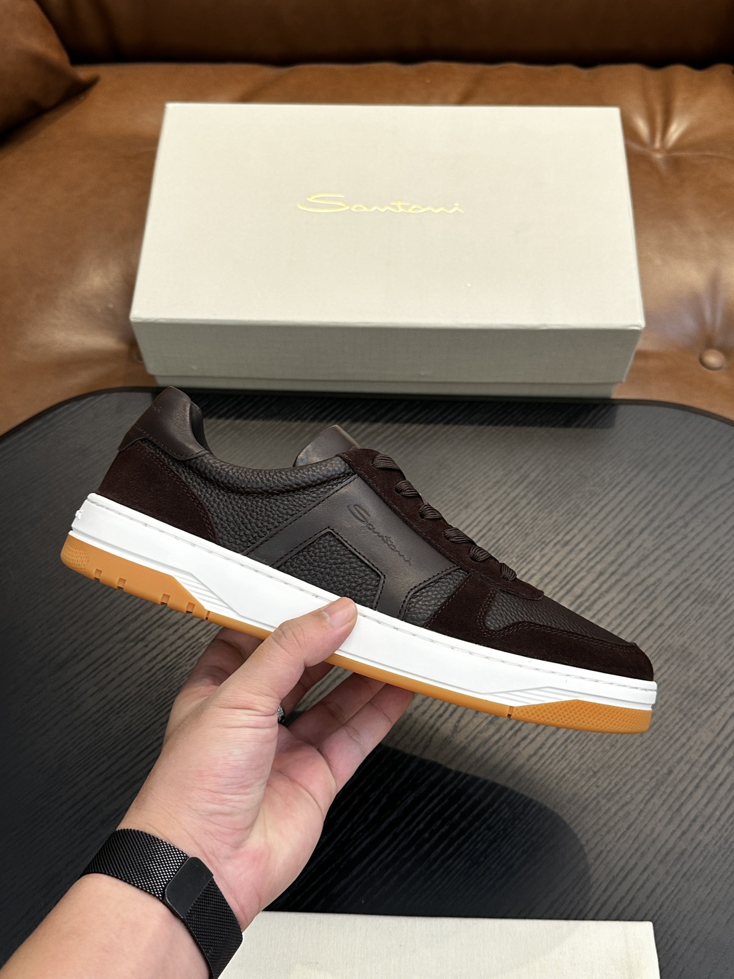 Santoni Italian Handcrafted Calfskin Men's Shoes