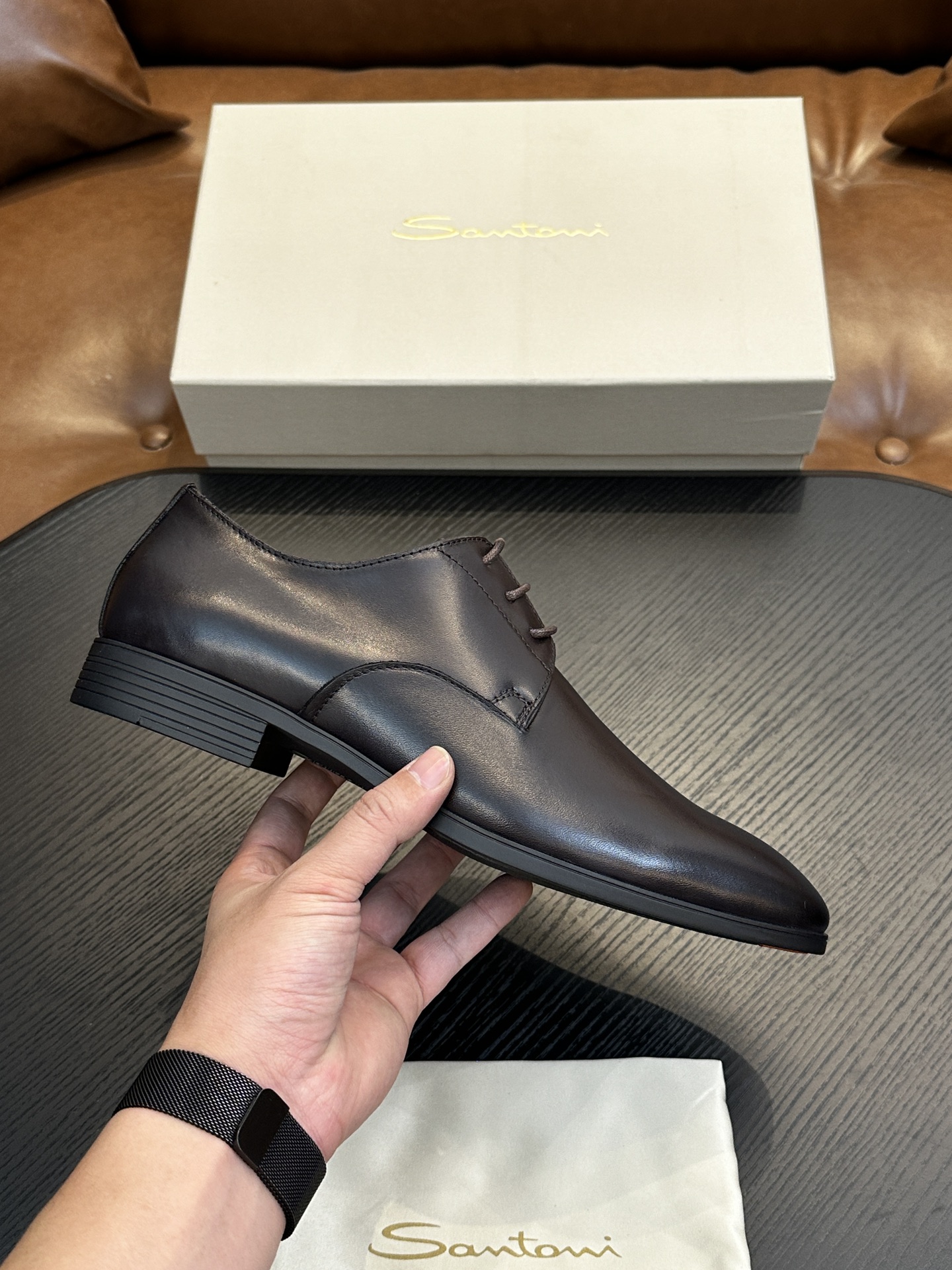 Santoni Italian Men's Casual Leather Shoes