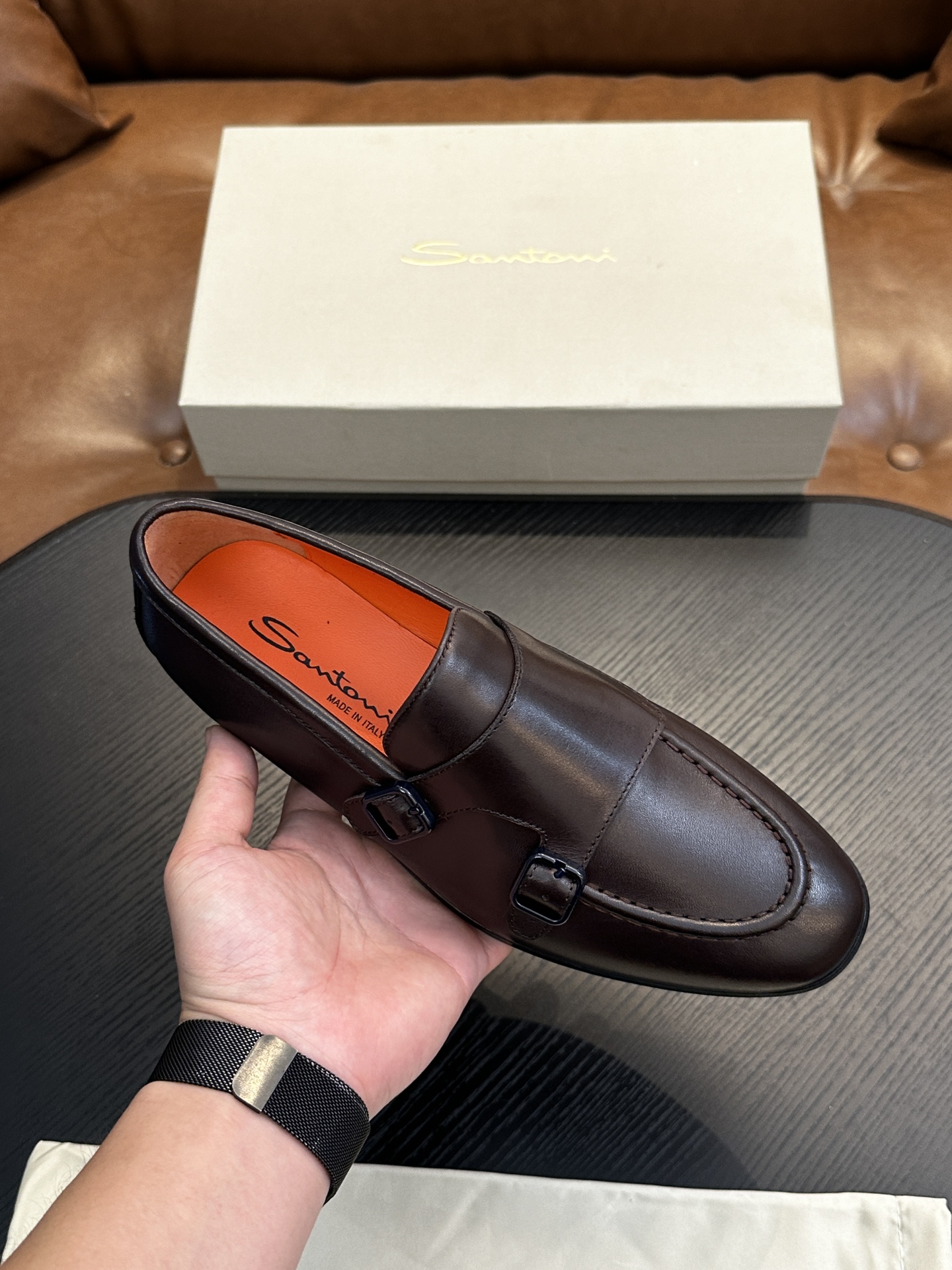 Santoni Italian Men's Casual Leather Shoes