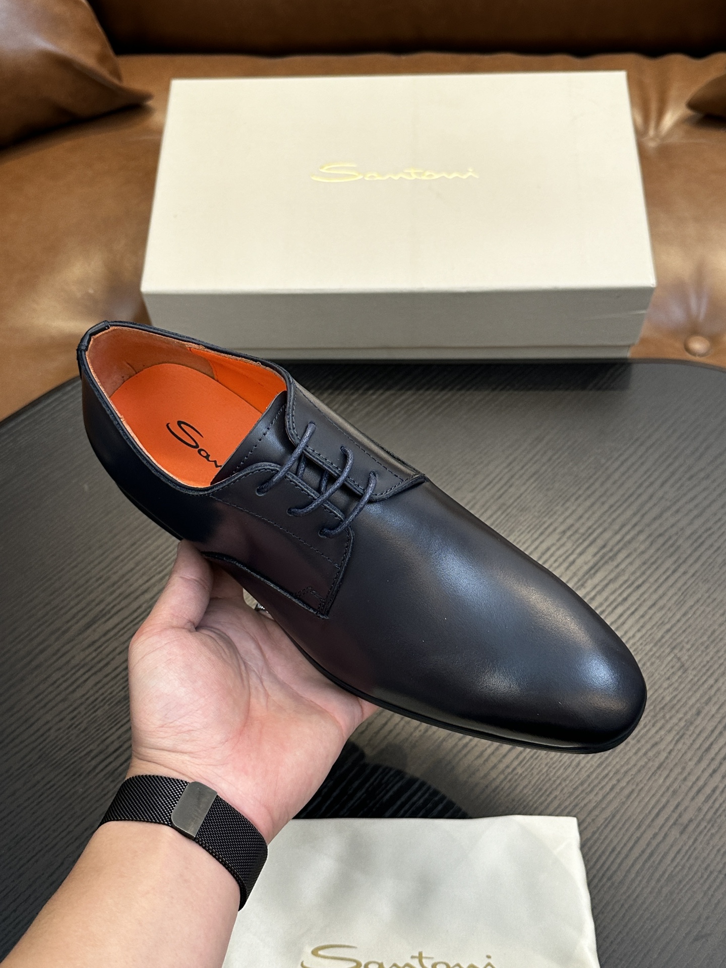 Santoni Italian Men's Casual Leather Shoes