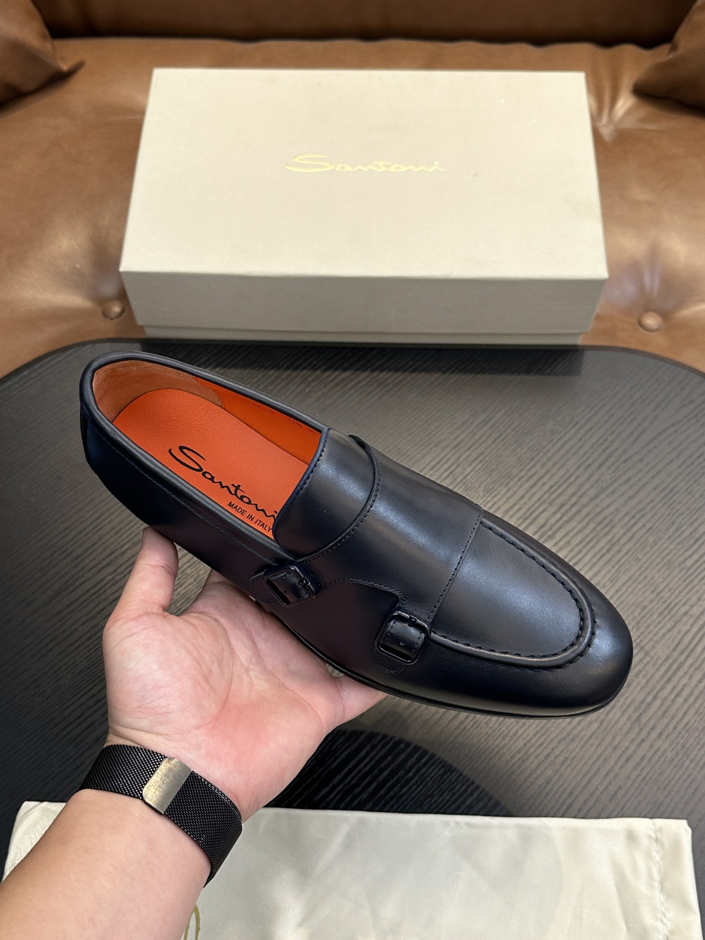 Santoni Italian Men's Casual Leather Shoes