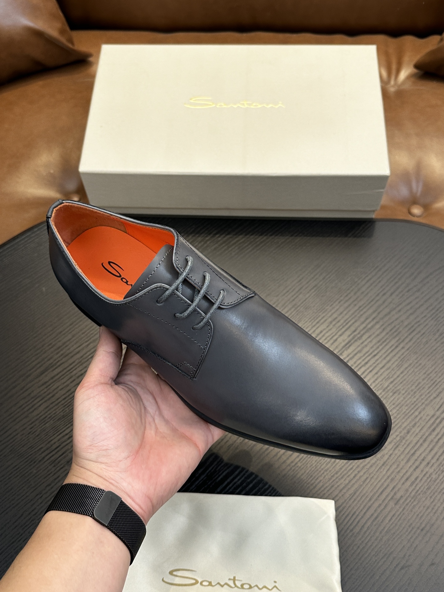 Santoni Italian Men's Casual Leather Shoes