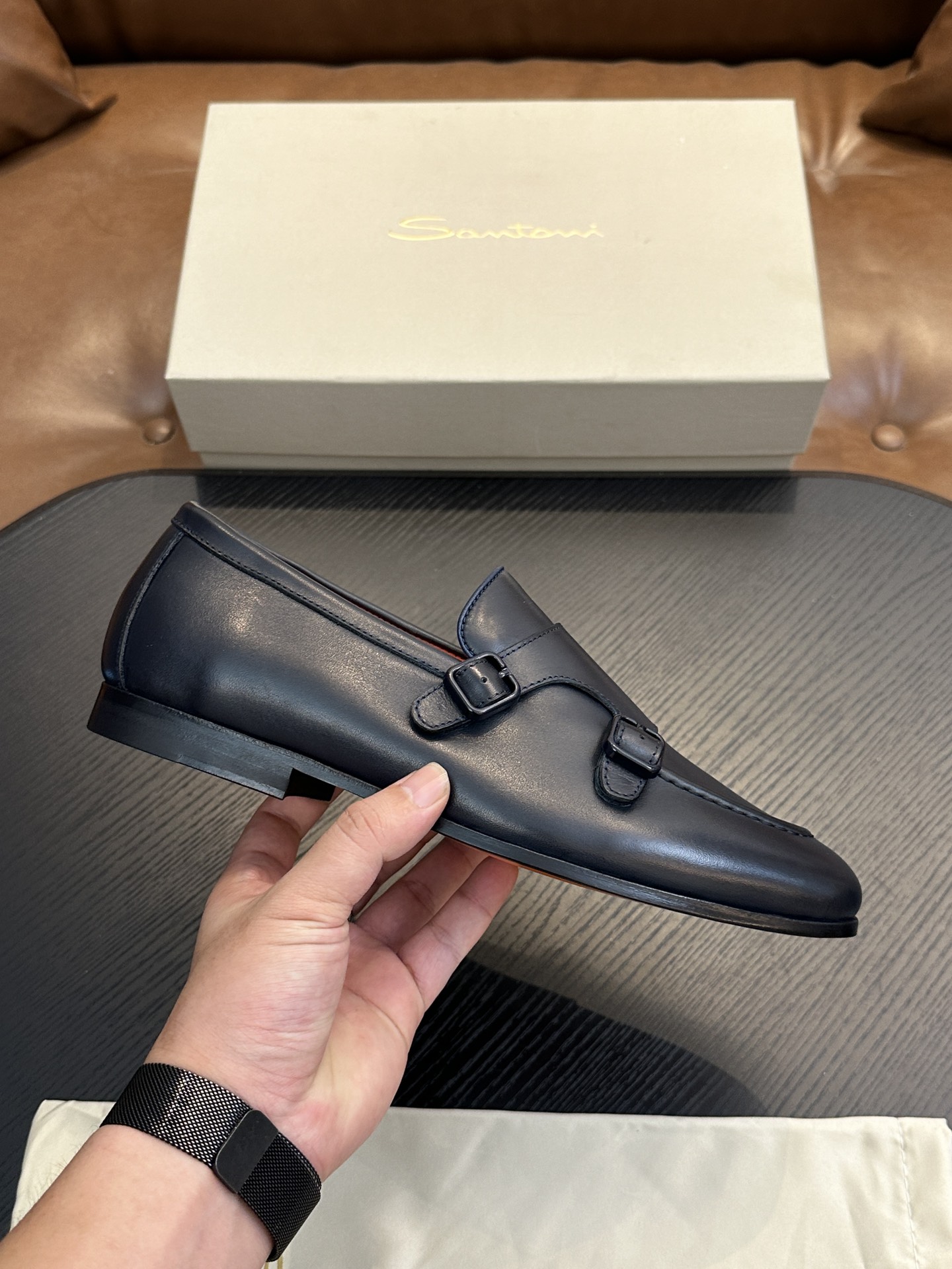 Santoni Italian Men's Casual Leather Shoes