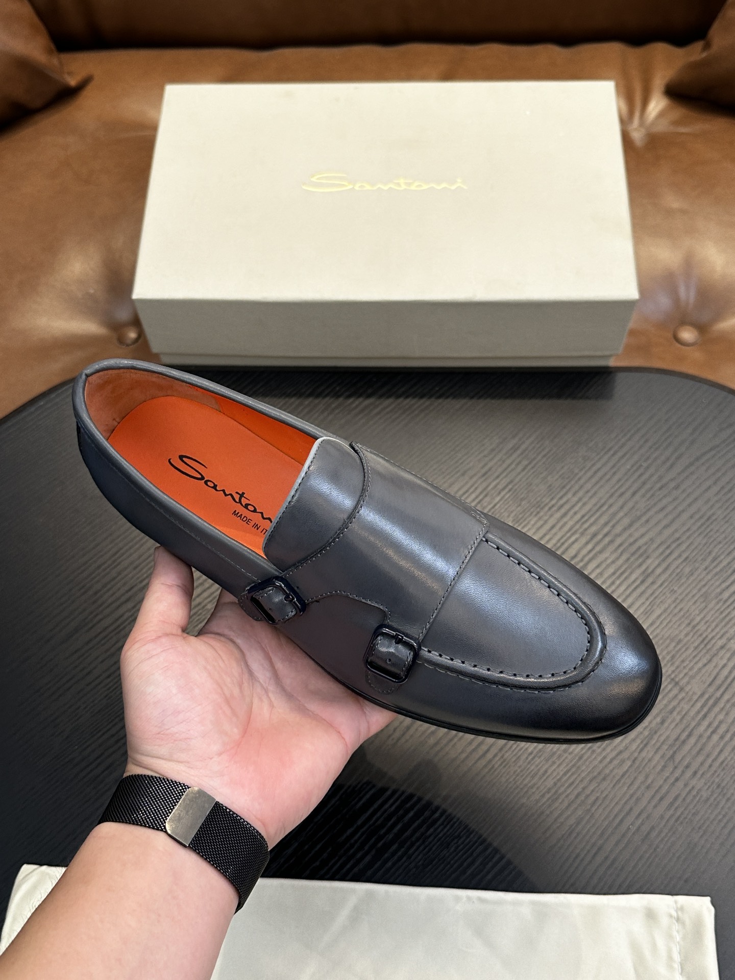 Santoni Italian Men's Casual Leather Shoes