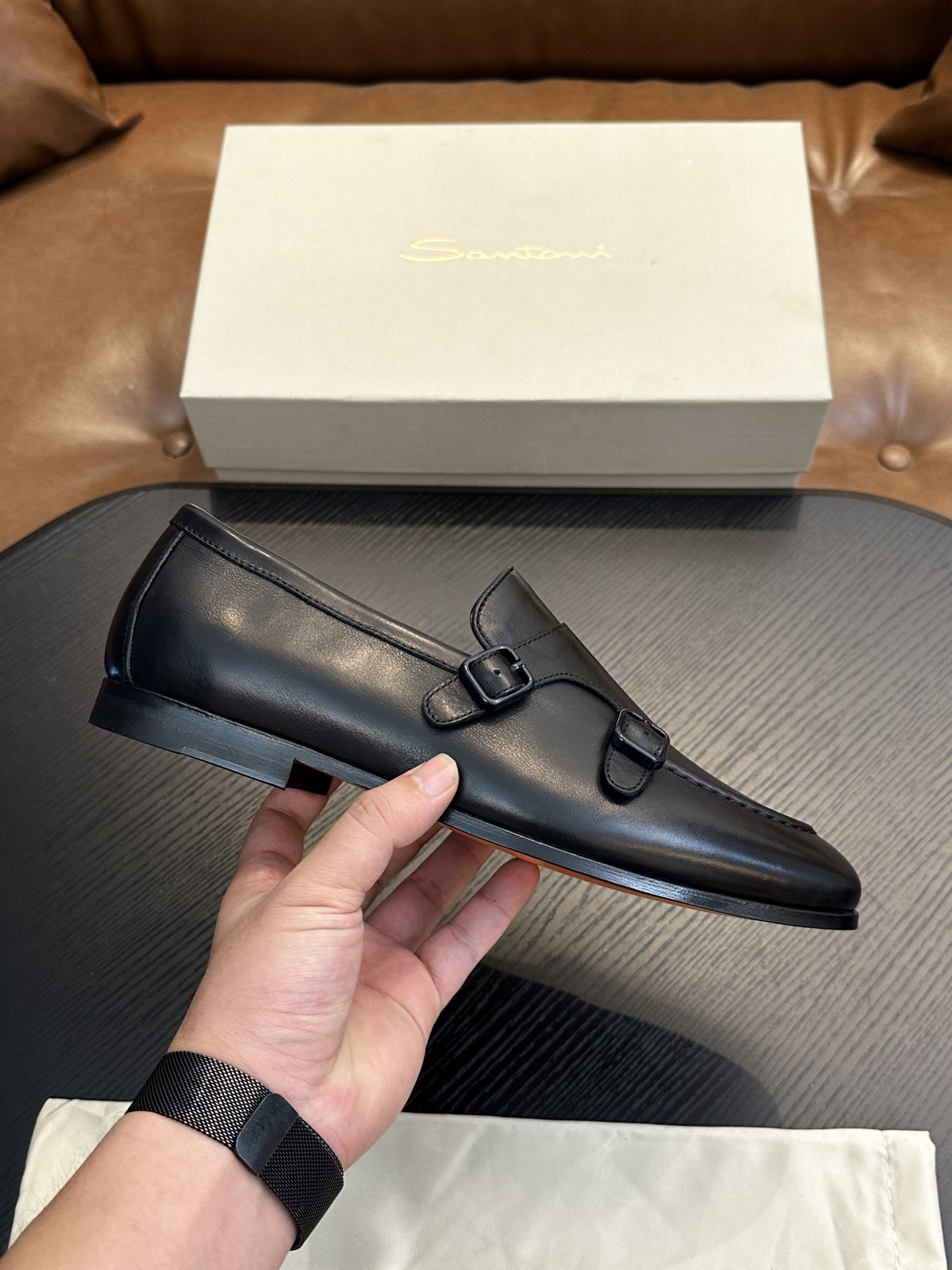 Santoni Italian Men's Casual Leather Shoes