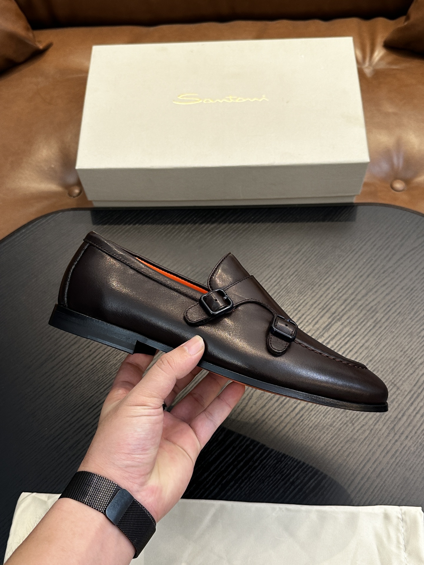 Santoni Italian Men's Casual Leather Shoes