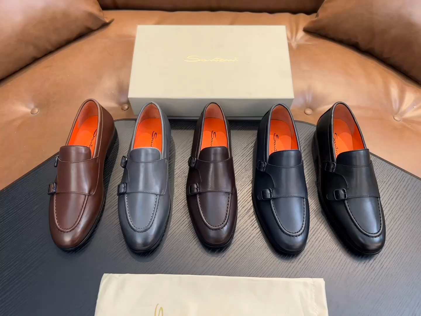 Santoni Italian Men's Casual Leather Shoes