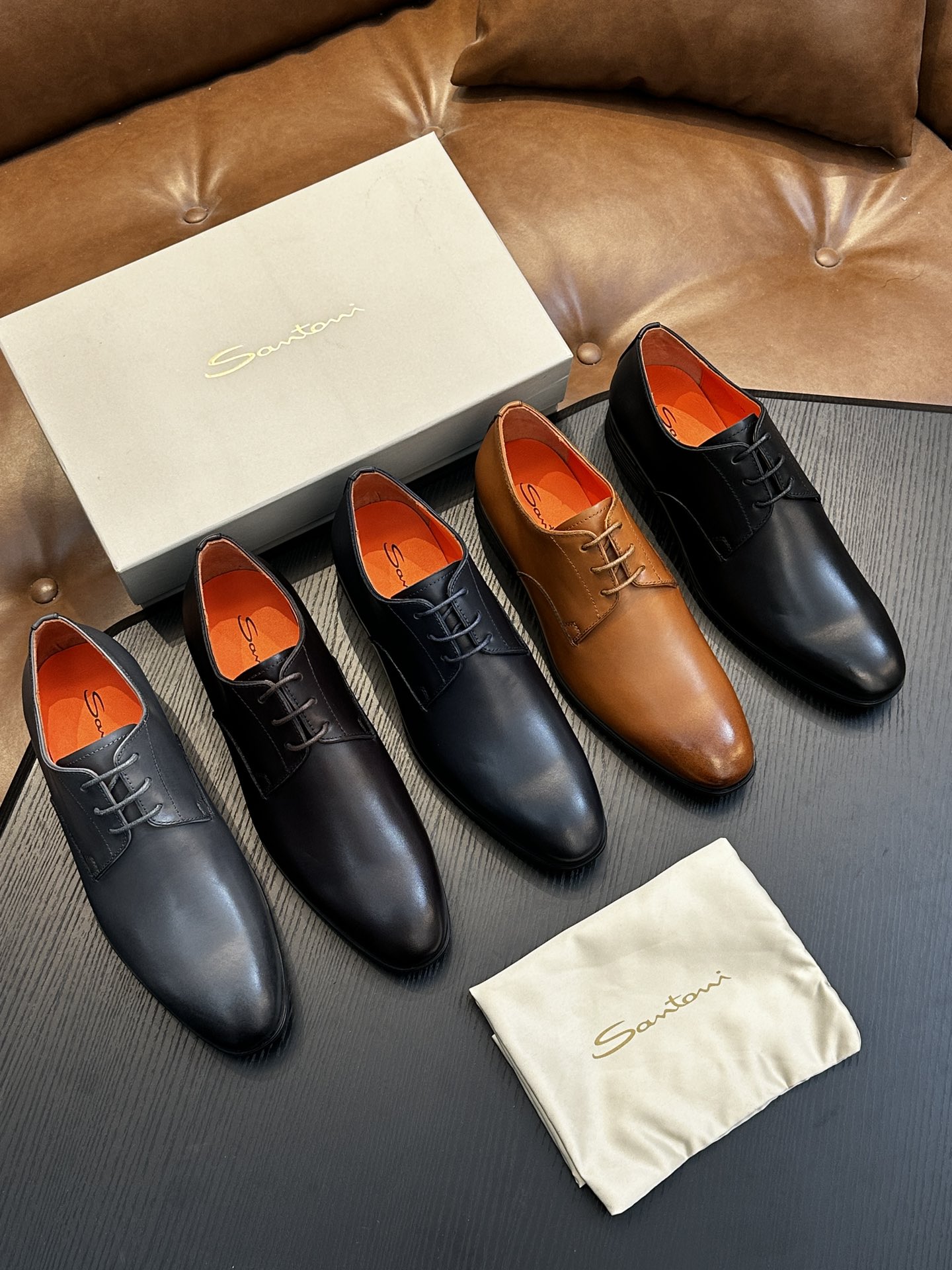 Santoni Italian Men's Casual Leather Shoes