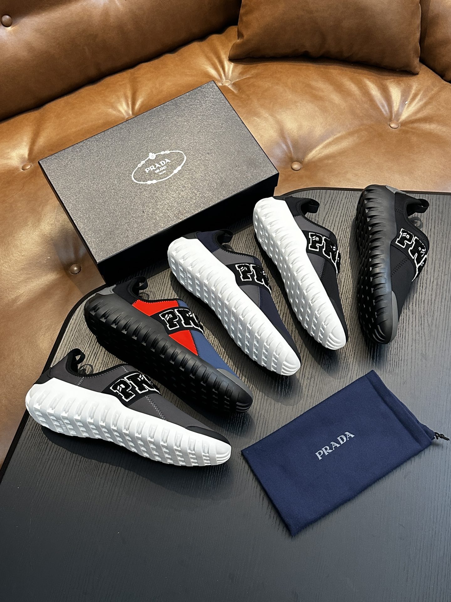 Prada New Men's Nylon Fabric Sneakers