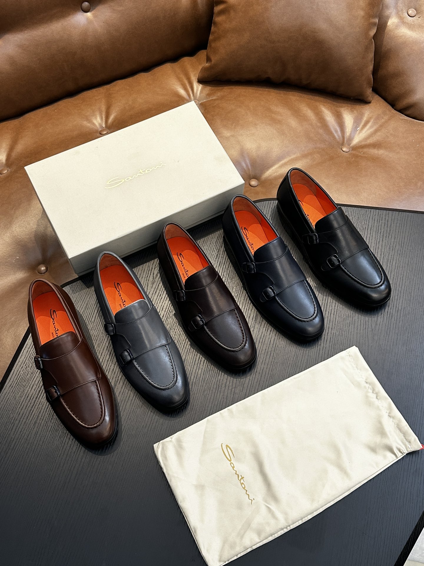 Santoni Italian Men's Casual Leather Shoes