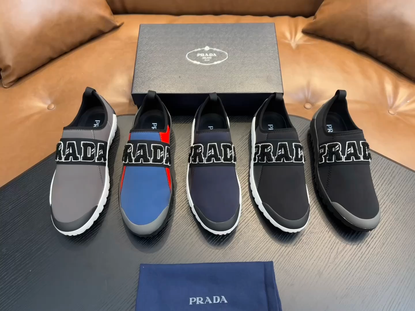 Prada New Men's Nylon Fabric Sneakers