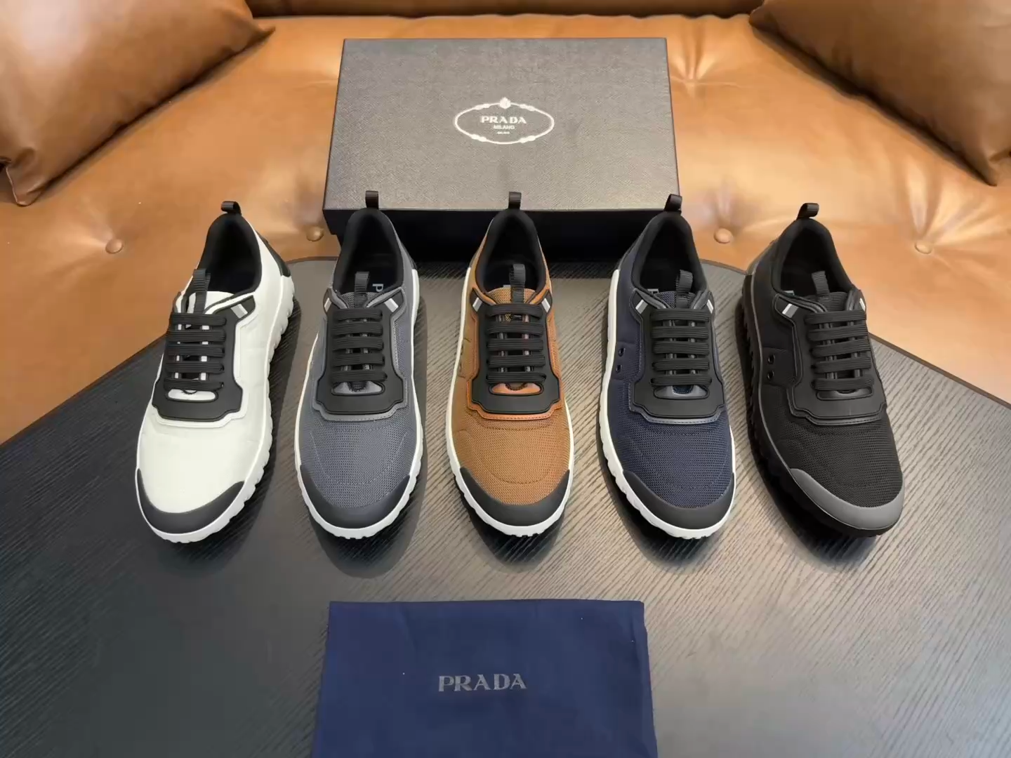 Prada New Men's Nylon Fabric Sneakers