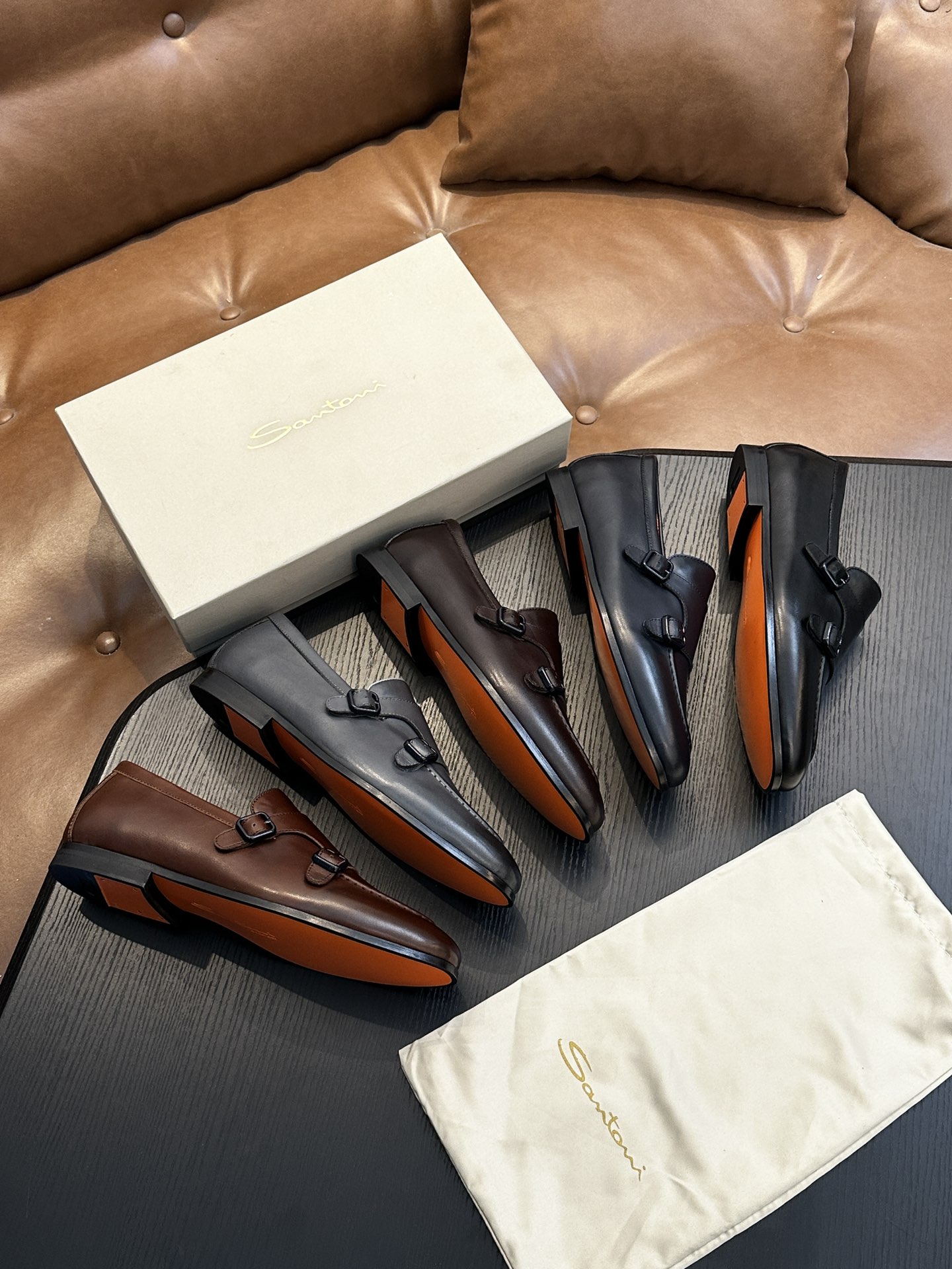 Santoni Italian Men's Casual Leather Shoes