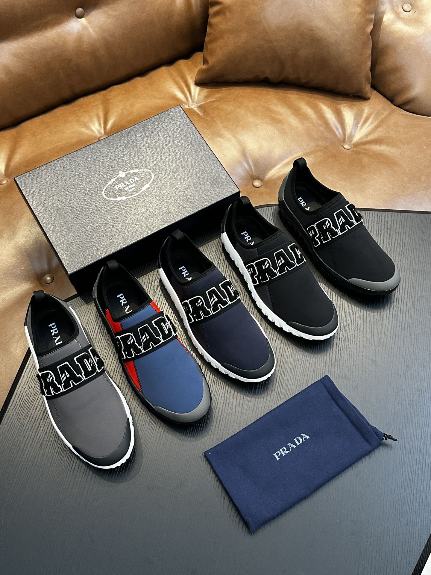 Prada New Men's Nylon Fabric Sneakers