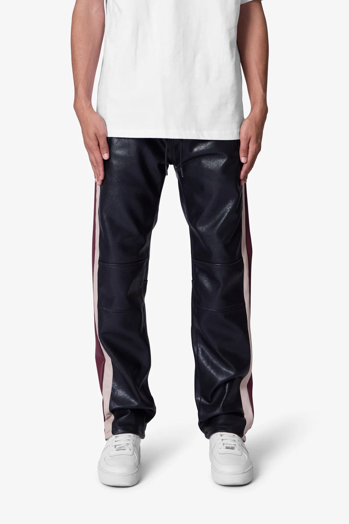 Leather Striped Pants - Black