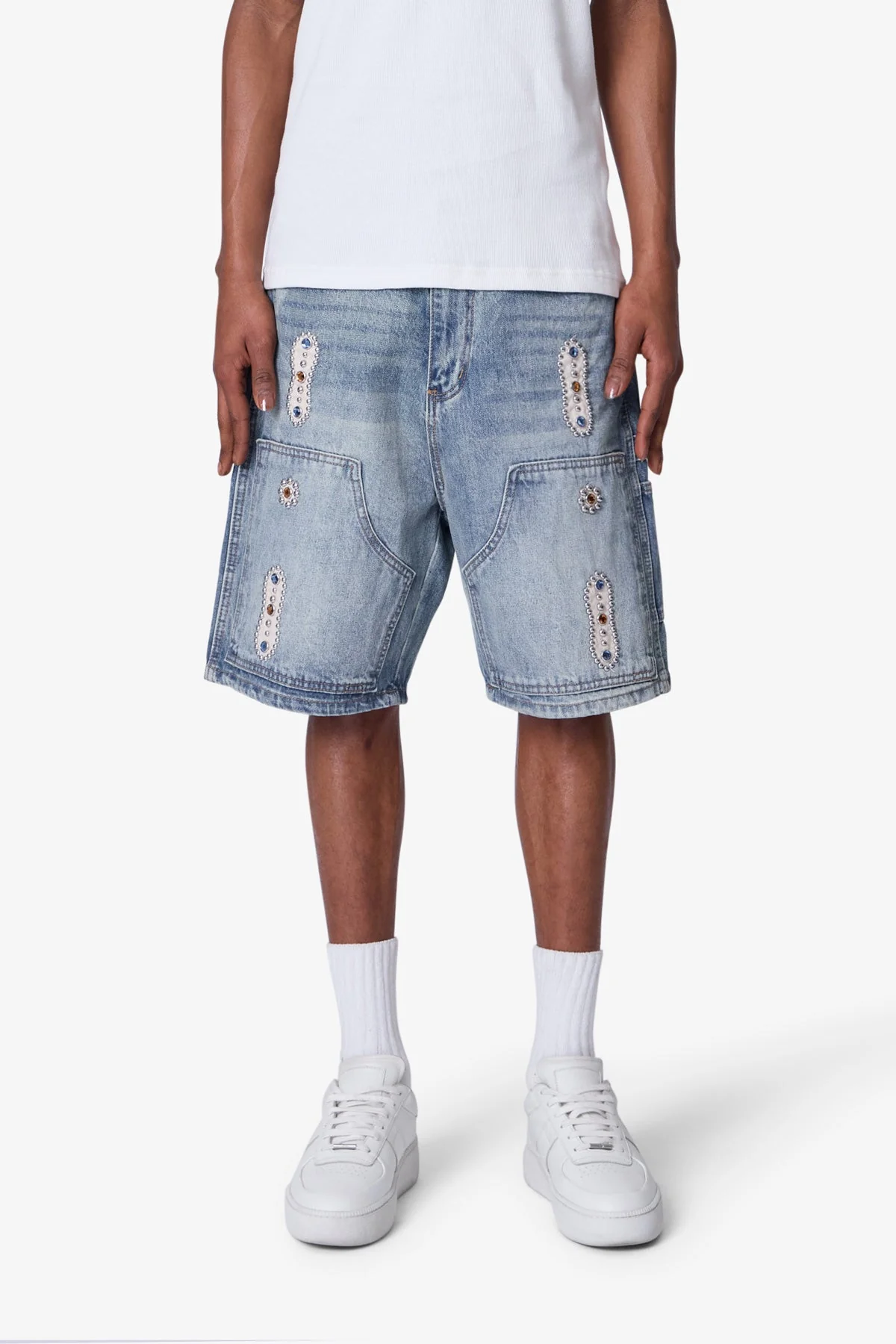 Western Jewel Denim Shorts - Blue