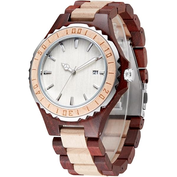 Wooden Watches Mens with Handmade Colorful Bamboo Wood Watch Analog Date Quartz Wooden Watch for Men WD1018-red