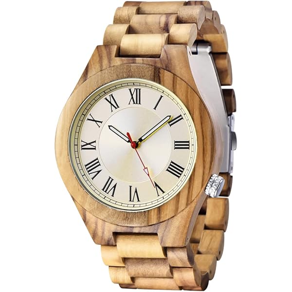 Wooden Watches Mens with Handmade Colorful Bamboo Wood Watch Analog Date Quartz Wooden Watch for Men Q2022-white-US (sale by bulk)