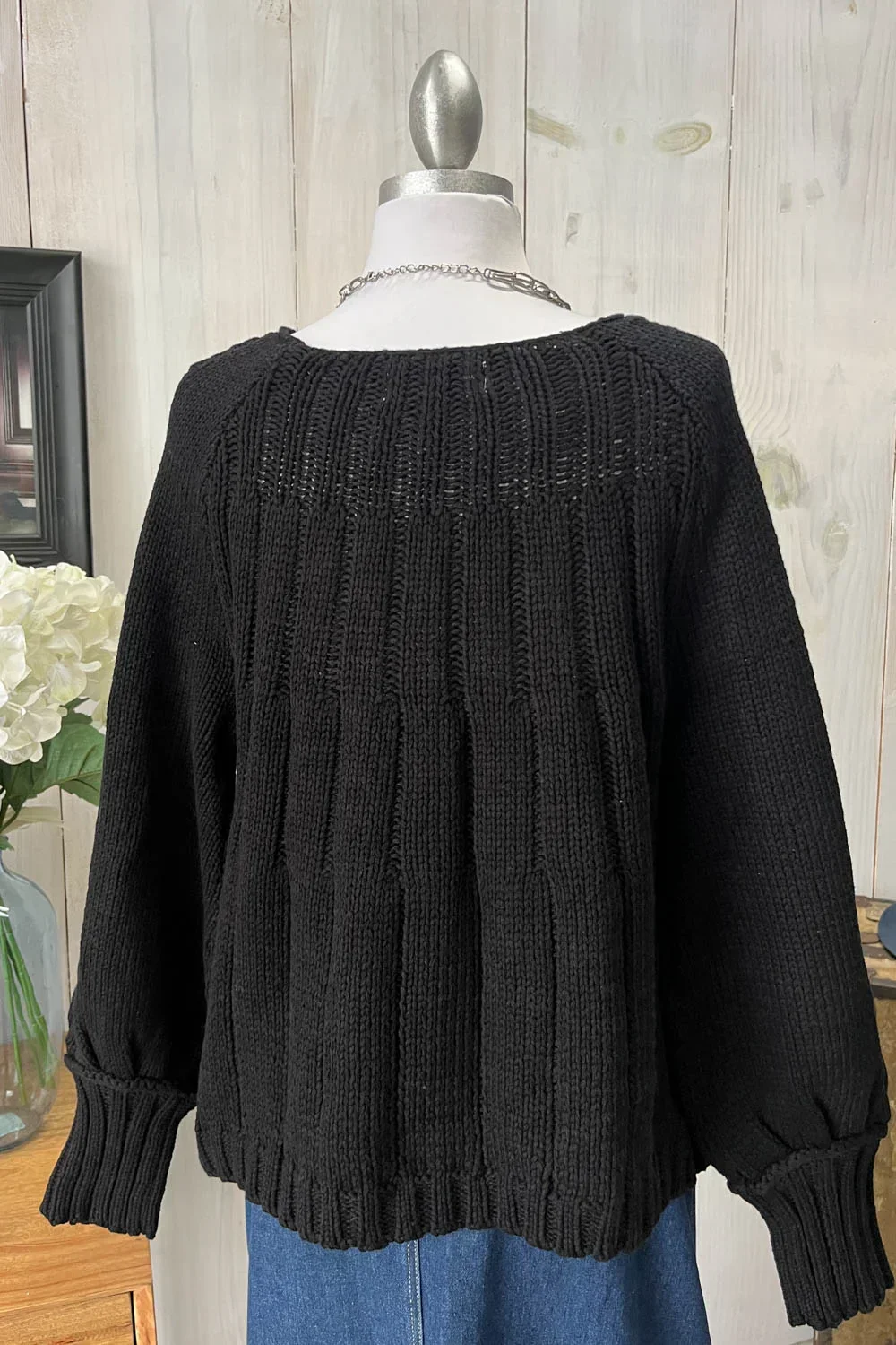 Cable Knit Long Sleeve Scoop Neck Sweater